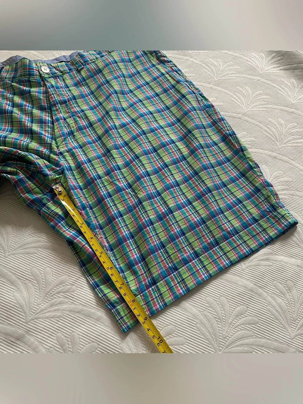 Polo Golf Ralph Lauren Mens Size 36 Blue Green Pink Madras Plaid Shorts